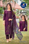 Kartika By Vitara Roman Silk With Embroidery Work Kurti With Bottom Dupatta Bulk Orders In India